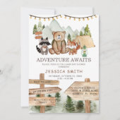 Rustikale Boy Woodland Forest Animals Kinderdusche Einladung (Vorderseite)