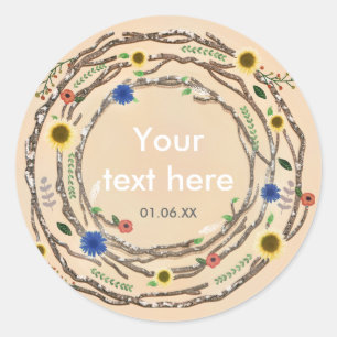 Rustikale Branchen Blumenaufkleber für Vintage Frü Runder Aufkleber