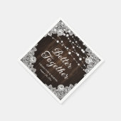 Rustikale Brauerei an Spitzen-Lichtern Hochzeit Serviette (Ecke)