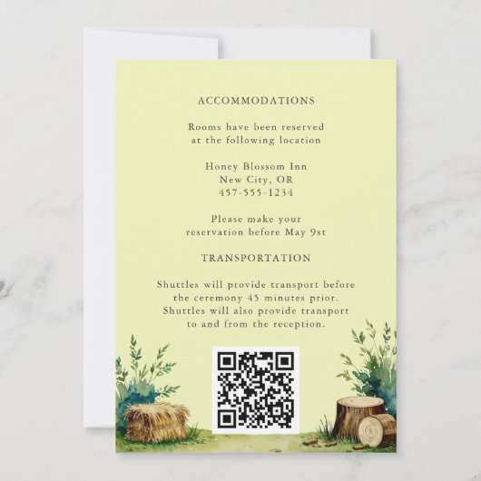 Rustikale Brauerei Blumenzange Hochzeit Einladung (Rückseite)