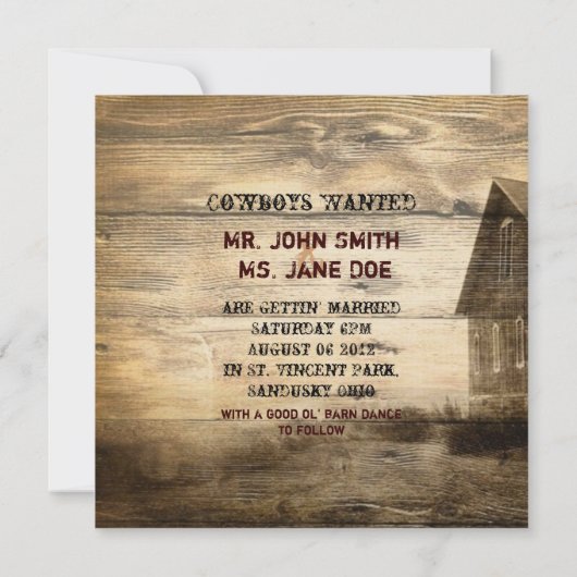 Rustikale Brauerei Einladung (Rückseite)