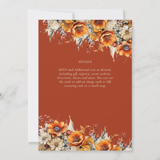 Rustikale Brauerei | Herbst Burnt Orange Einladung (Rückseite)