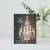 Rustikale Brauerei Kronleuchter Hochzeit speichern Ankündigungspostkarte (Stehend Vorderseite)