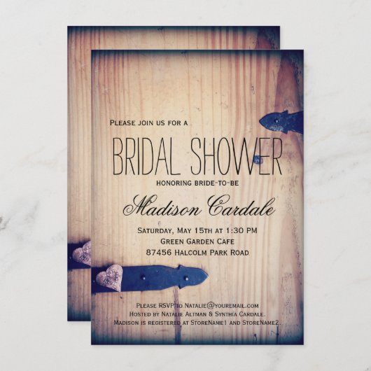 Rustikale Brauerei Latch Bridal Dusche Einladungen (Vorne/Hinten)