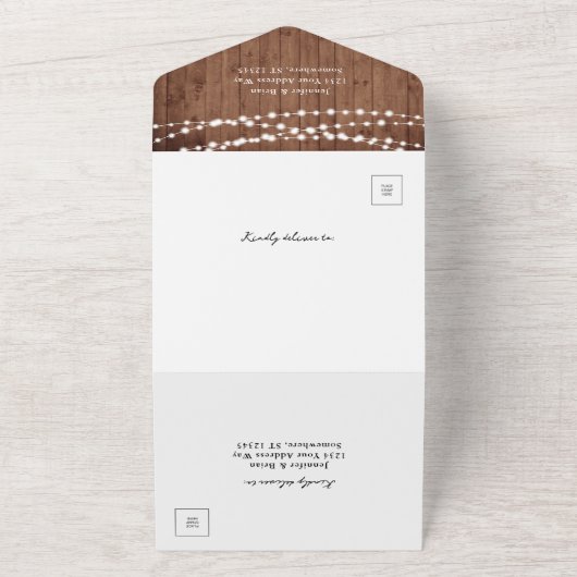 Rustikale Brauerei-Streichellichter Hochzeit All In One Einladung (Außenbereich)