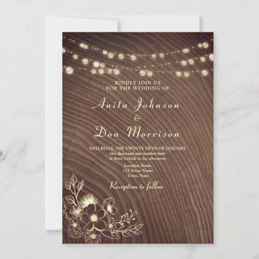 Rustikale Brauerei-Streichellichter Hochzeit Einladung (Vorderseite)