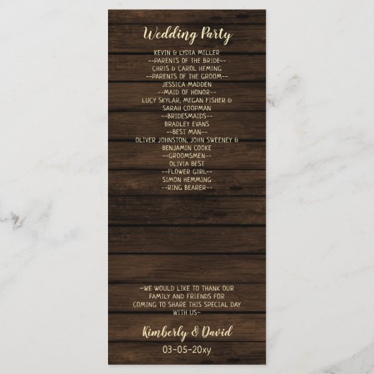 Rustikale Brauerei Streichellichter Hochzeitsprogr Programm (Rückseite)