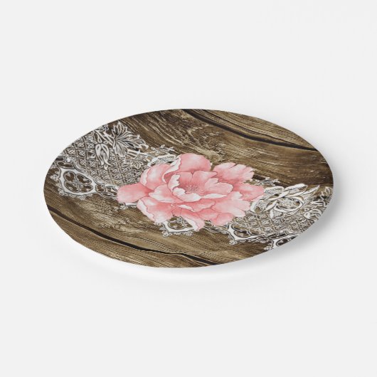 Rustikale Brauerei und Hochzeit Pappteller (Schrägansicht)