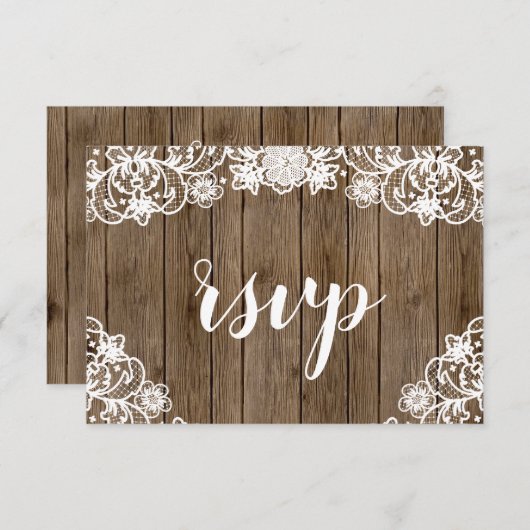 Rustikale Brauerei Weißspitzen Kalligrafie Hochzei RSVP Karte (Vorne/Hinten)