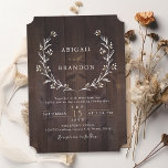 Rustikale Brauerei Wood Boho Floral Country Weddin Einladung<br><div class="desc">Rustikales Wildblume Blumendesign auf dunkelbraunem Holzboden,  einfach und elegant,  ideal für Herbst Hinterhof Landhochzeit,  Winter rustikale Hochzeit,  Vintag Boho Hochzeit,  oder im Freien botanischen Garten Hochzeit. Sehen Sie sich alle passenden Stücke in der Sammlung an.</div>