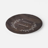 Rustikale Brauerei Wood Boho Floral Country Weddin Pappteller (Schrägansicht)