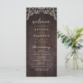 Rustikale Brauerei Wood Boho Floral Country Weddin Programm (Stehend Vorderseite)