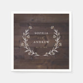 Rustikale Brauerei Wood Boho Floral Country Weddin Serviette (Vorderseite)