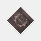 Rustikale Brauerei Wood Boho Floral Country Weddin Serviette (Ecke)