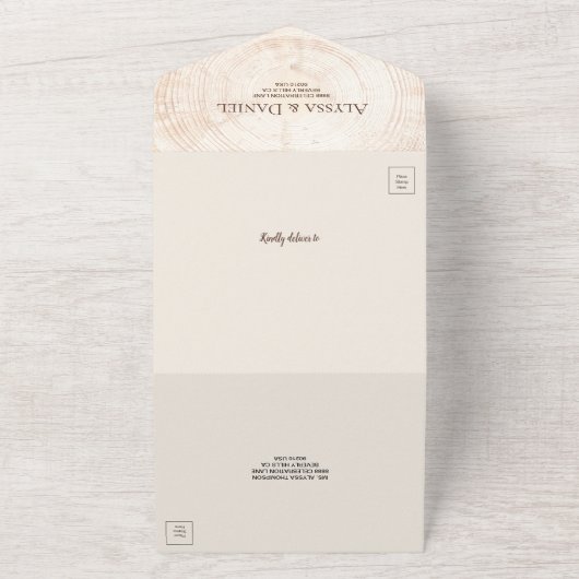 Rustikale Brauereiringe aus Hochholz All In One Einladung (Außenbereich)