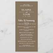 Rustikale Braun einfache Kalligrafie Moderne Hochz Programm (Vorderseite)