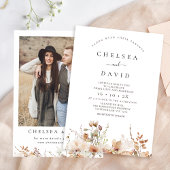 Rustikale Braun-Foto-Blumenhochzeit Einladung