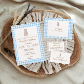 Rustikale Braun-Gingham-Windel-Raffle für Bären Begleitkarte