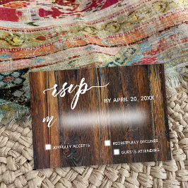 Rustikale Braun-Holz-Lässige Hochzeit RSVP Karte
