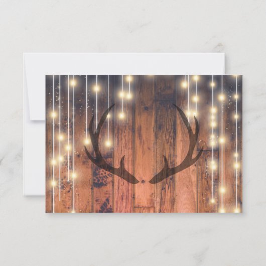 Rustikale Braun-Holz-String Lights - Auswahl RSVP Karte (Rückseite)