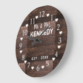 Rustikale Braun-Holzhochzeit Große Wanduhr (Winkel)