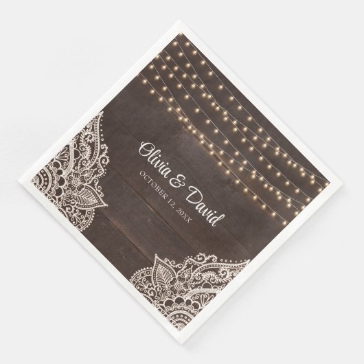 Rustikale Braun-Holzhochzeit Napkins Serviette (Ecke)