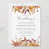 Rustikale Braun Orange Gold Herbstblütenhochzeit Einladung (Vorderseite)