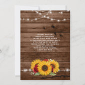 Rustikale Braun-Sonnenblumen und Rote Rose-Hochzei Einladung (Rückseite)
