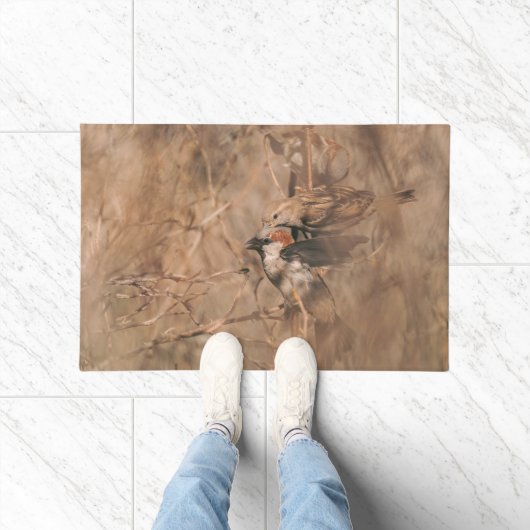 Rustikale Braun Sperling Vögel Wildlife-Fotografie Fußmatte (Indoor)