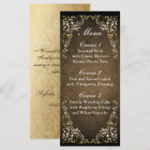 Rustikale Braun- und Goldhochzeit Menükarte (Vorne/Hinten)