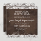 Rustikale Braun- und Weißspitzen-Hochzeit Einladung (Vorne/Hinten)