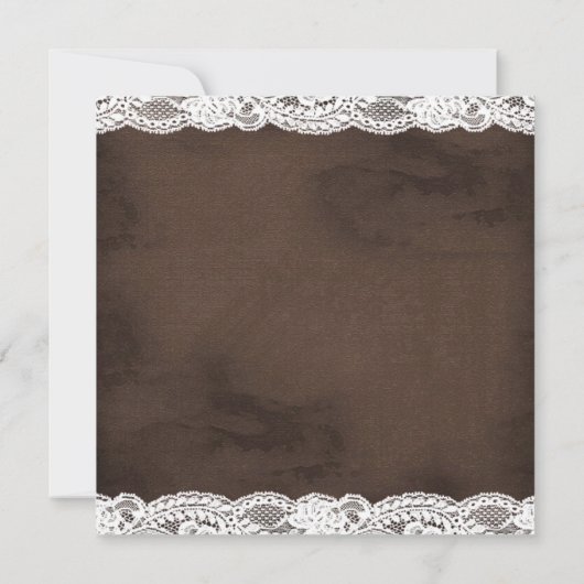 Rustikale Braun- und Weißspitzen-Hochzeit Einladung (Rückseite)