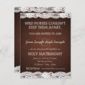 Rustikale Braun- und Weißspitzenhochzeit Einladung (Vorne/Hinten)