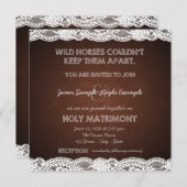 Rustikale Braun- und Weißspitzenhochzeit Einladung (Vorne/Hinten)