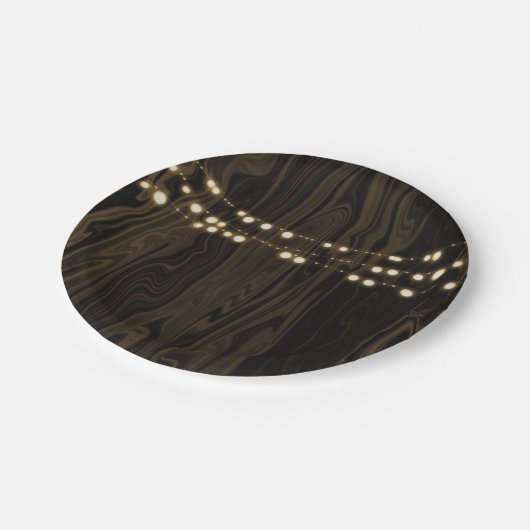 Rustikale Braun-Whimsical-Holz-String-Lichter Hoch Pappteller (Schrägansicht)