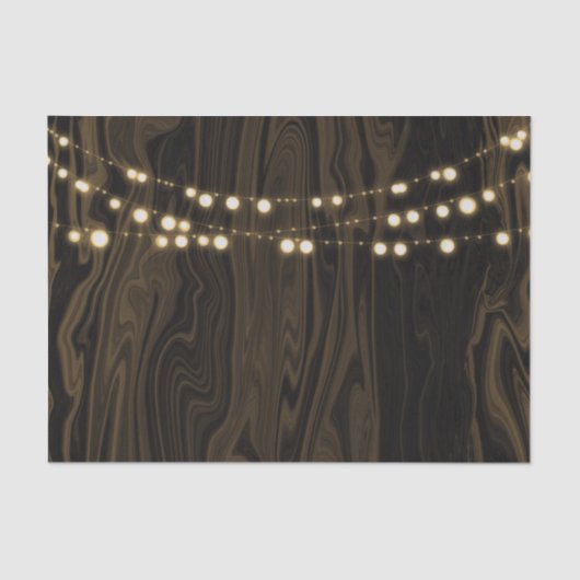 Rustikale Braun-Whimsical-Holz-String-Lichter Hoch Seidenpapier (Vorderseite)