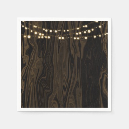Rustikale Braun-Whimsical-Holz-String-Lichter Hoch Serviette (Vorderseite)