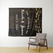 Rustikale Braun-Whimsical-Holz-String-Lichter Hoch Wandteppich (Beispiel (Horizontal))