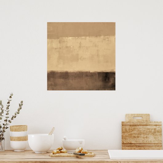 'Rustikale' braune Abstrakte Kunst Poster (Küche)