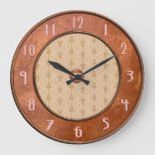 Rustikale, braune Art-Deco-Uhr Große Wanduhr (Vorderseite)