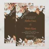 Rustikale braune Blume Boho Wood Brown Wedding Einladung (Vorne/Hinten)