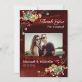 Rustikale braune Blume Hochzeit Dankeschön-Karte Dankeskarte (Vorderseite)