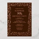 Rustikale braune Blüte 70. Custom Überraschung Geb Folieneinladung (Vorderseite)