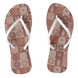Rustikale braune Burlap-Blume Blätter Flip Flops Badesandalen