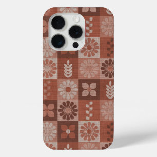 Rustikale braune Burlap-Blume Blätter Muster Case-Mate iPhone Hülle