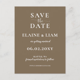 Rustikale Braune einfache Kalligrafie Save the Dat Ankündigungspostkarte