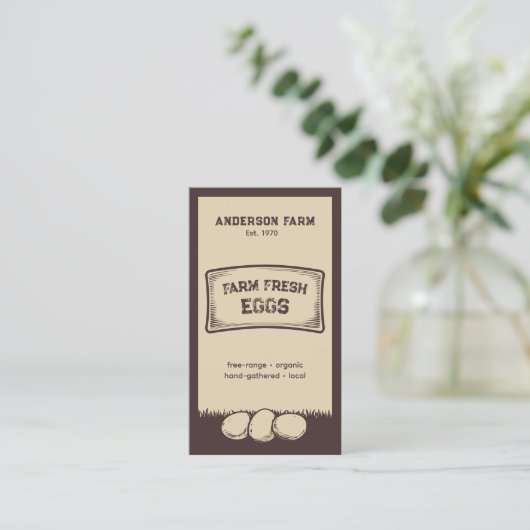 Rustikale Braune Farm Frischeier Visitenkarte (Stehend Vorderseite)