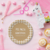 Rustikale braune Gingham-Friendsgiving-Dinnerparty Pappteller (Party)