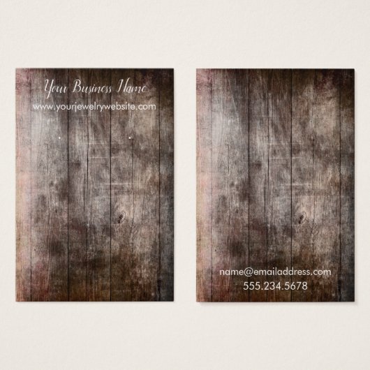 Rustikale, braune Grunge Ohrring-Display-Karten (Vorne & Hinten)