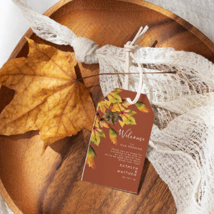 Rustikale braune Herbstblätter Hochzeit im Herbst Geschenkanhänger